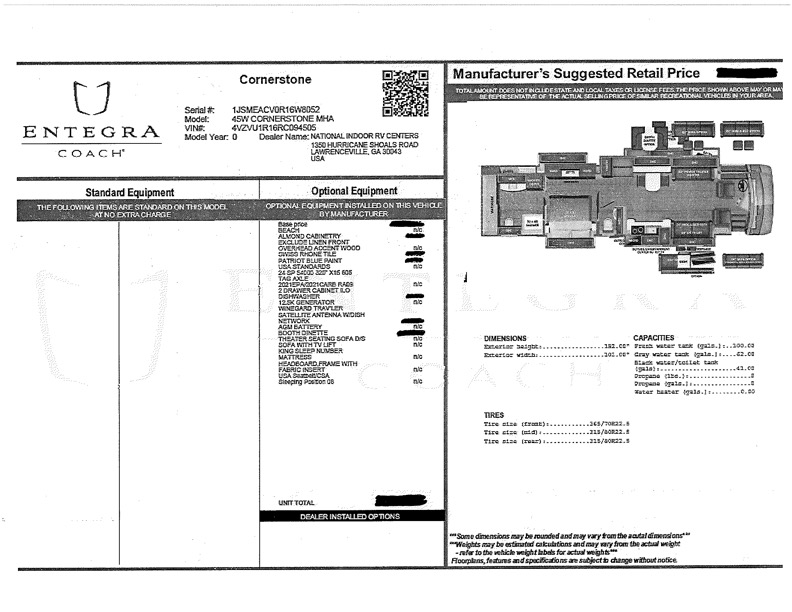 2024 Entegra Cornerstone For Sale